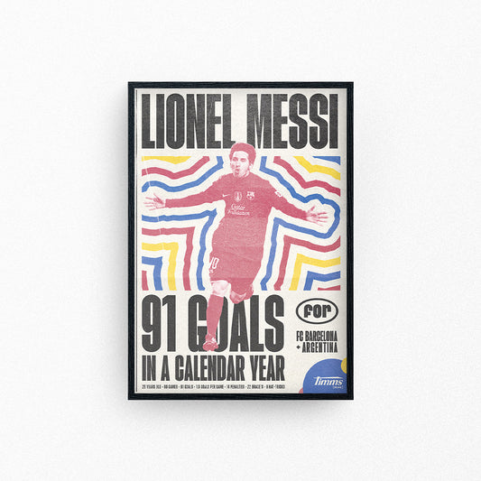 Lionel Messi 91 Goals 2012 Poster