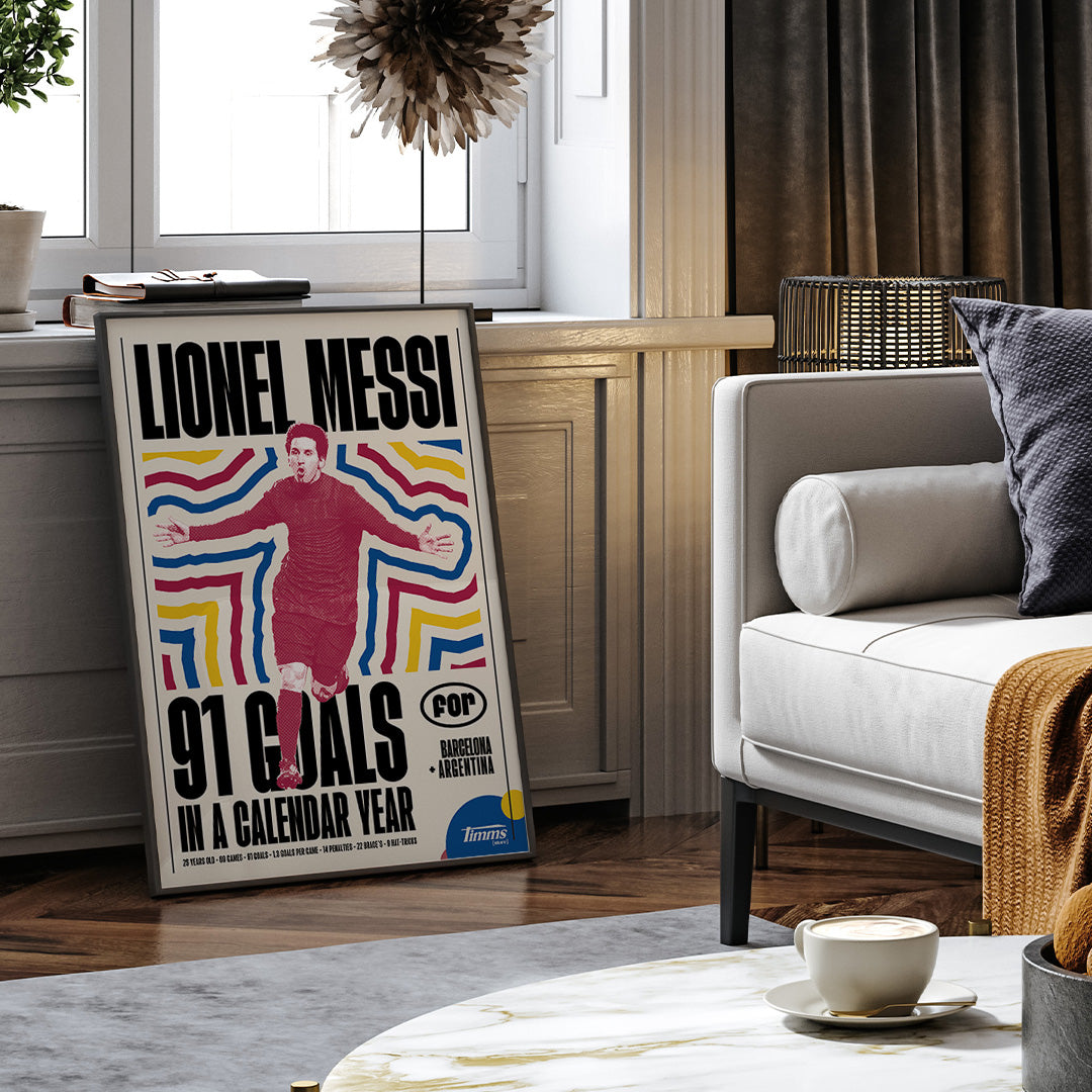 Lionel Messi 91 Goals 2012 Poster