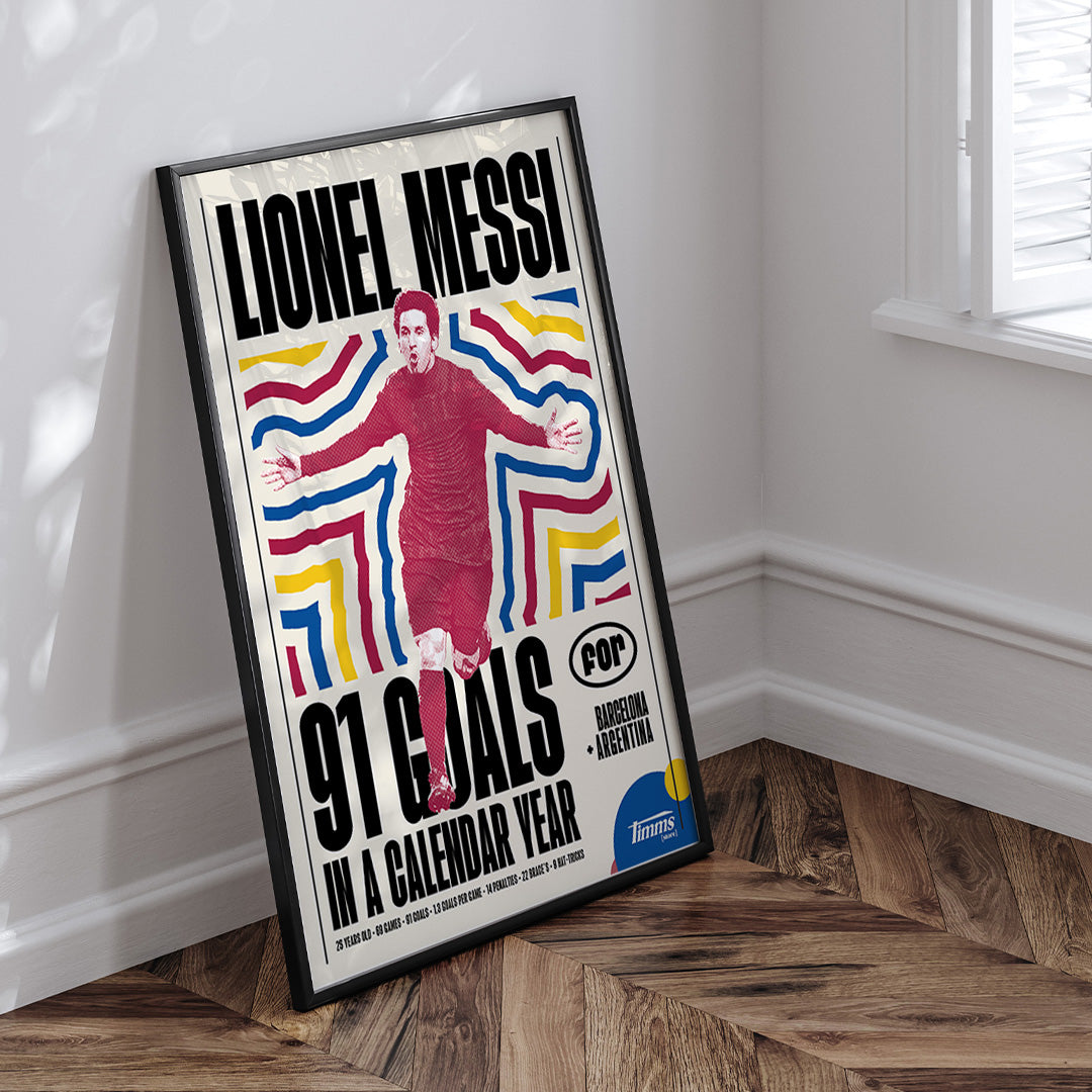 Lionel Messi 91 Goals 2012 Poster