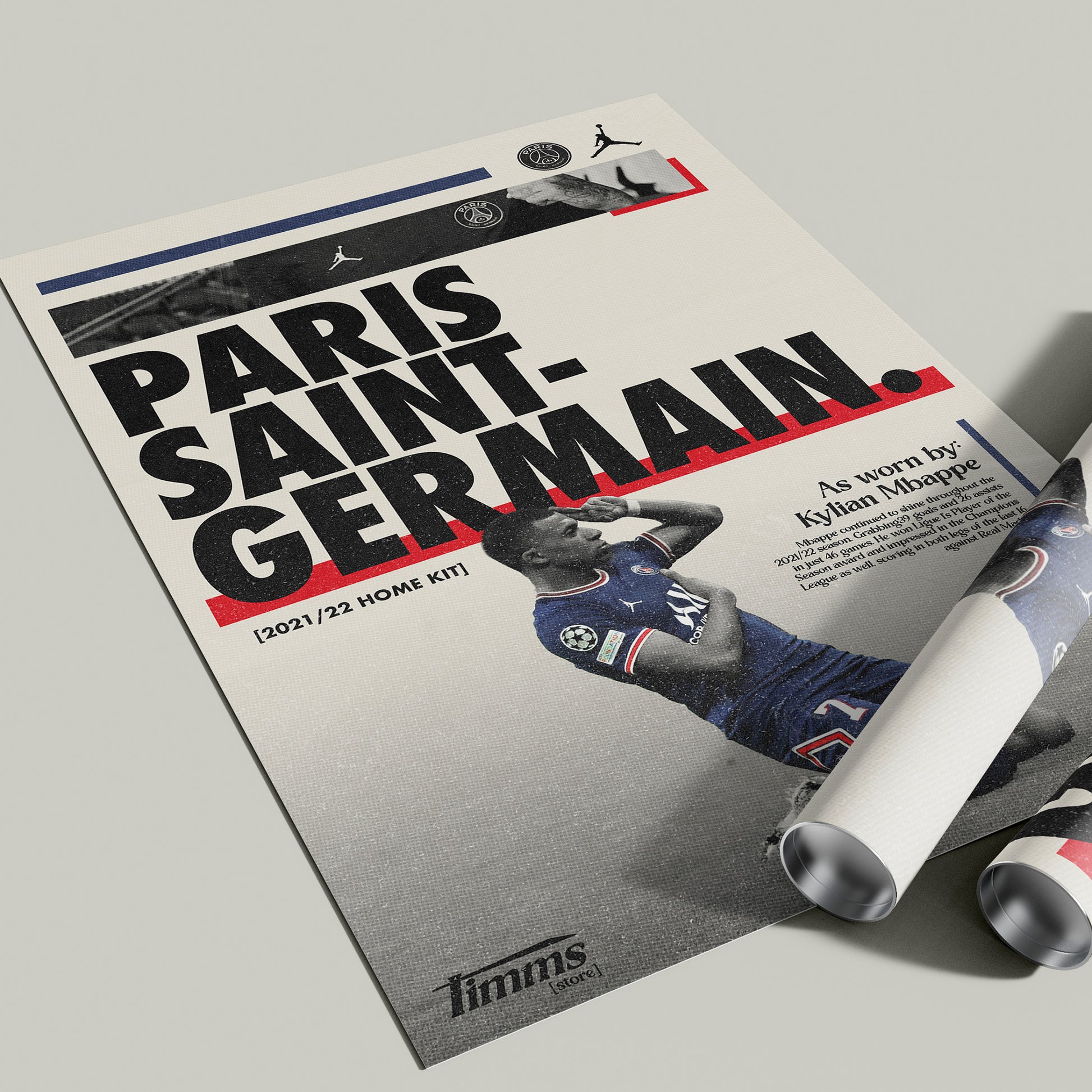 Paris Saint-Germain - Kylian Mbappé Retro Poster limited to 100